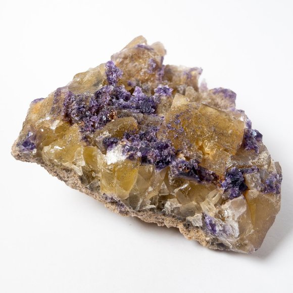 Unique giant natural etched purple and yellow frosty raw fluorite - Picture 2 of 8